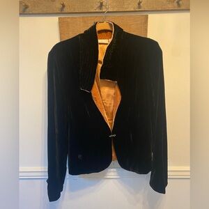 Soft Surroundings Elegant Black Velvet Blazer Copper Collar+Cuffs Sz XL